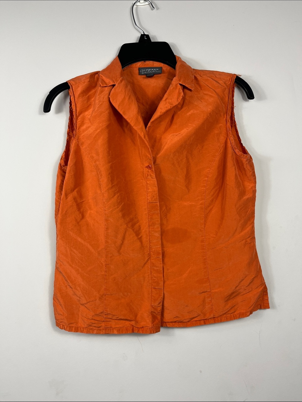 Classiques Entier 100% Silk Orange Sleeveless Blouse Size 6